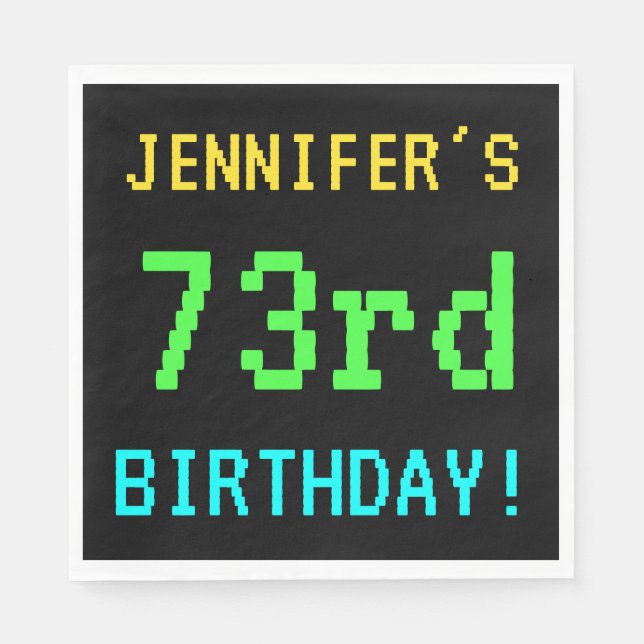 Spaß Vintag/Retro Videospiel Schauen 73. Geburtsta Serviette (Vorderseite)