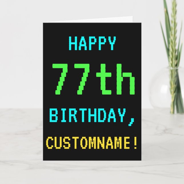 Spaß Vintag/Retro Videospiel Schauen 77. Geburtsta Karte (Vorderseite)