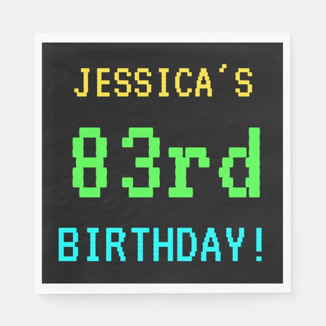 Spaß Vintag/Retro Videospiel Schauen 83. Geburtsta Serviette (Vorderseite)