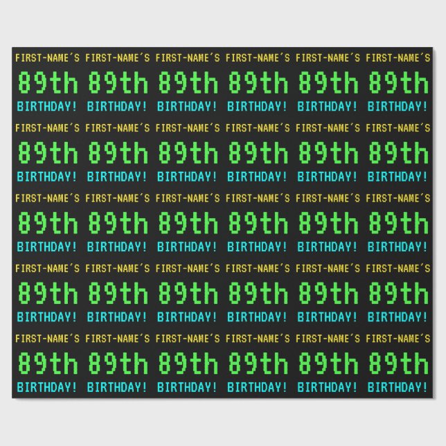 Spaß Vintag/Retro Videospiel Schauen 89. Geburtsta Geschenkpapier (Flach)