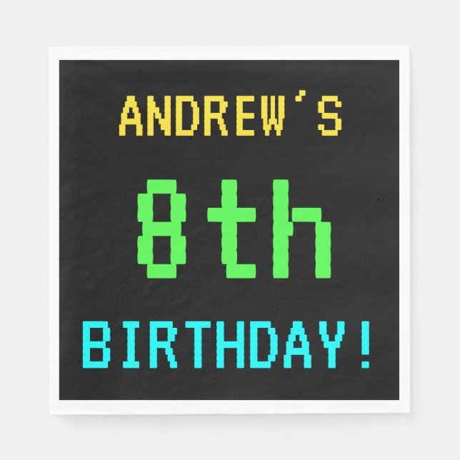 Spaß Vintag/Retro Videospiel Schauen 8. Geburtstag Serviette (Vorderseite)