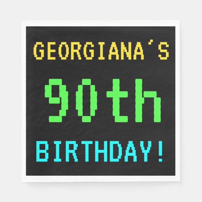 Spaß Vintag/Retro Videospiel Schauen 90. Geburtsta Serviette (Vorderseite)