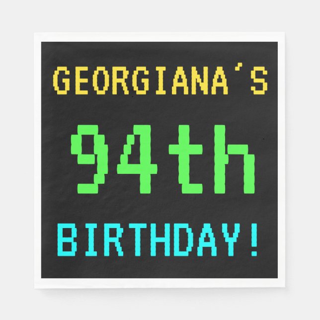 Spaß Vintag/Retro Videospiel Schauen 94. Geburtsta Serviette (Vorderseite)