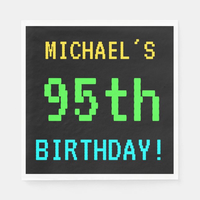 Spaß Vintag/Retro Videospiel Schauen 95. Geburtsta Serviette (Vorderseite)