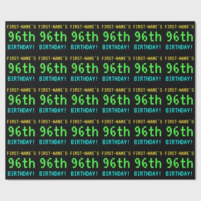 Spaß Vintag/Retro Videospiel Schauen 96. Geburtsta Geschenkpapier (Flach)