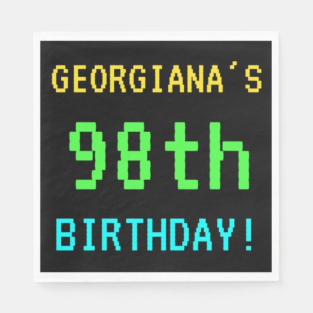 Spaß Vintag/Retro Videospiel Schauen 98. Geburtsta Serviette (Vorderseite)