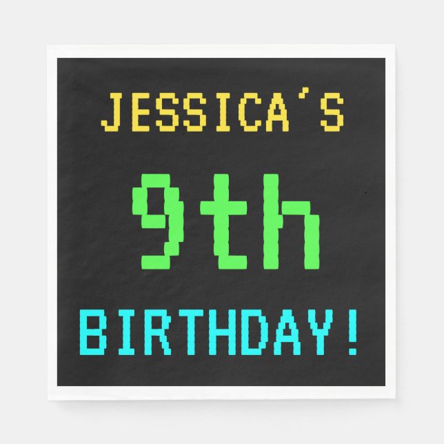Spaß Vintag/Retro Videospiel Schauen 9. Geburtstag Serviette (Vorderseite)