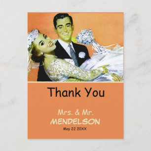 Spaß Vintage personalisierte Hochzeit Postkarte