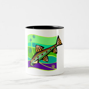 Spaß-Vintage Retro tropische Fische Zweifarbige Tasse