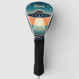 Spaß Vintages UFO bei Sonnenuntergang Personalisie Golf Headcover