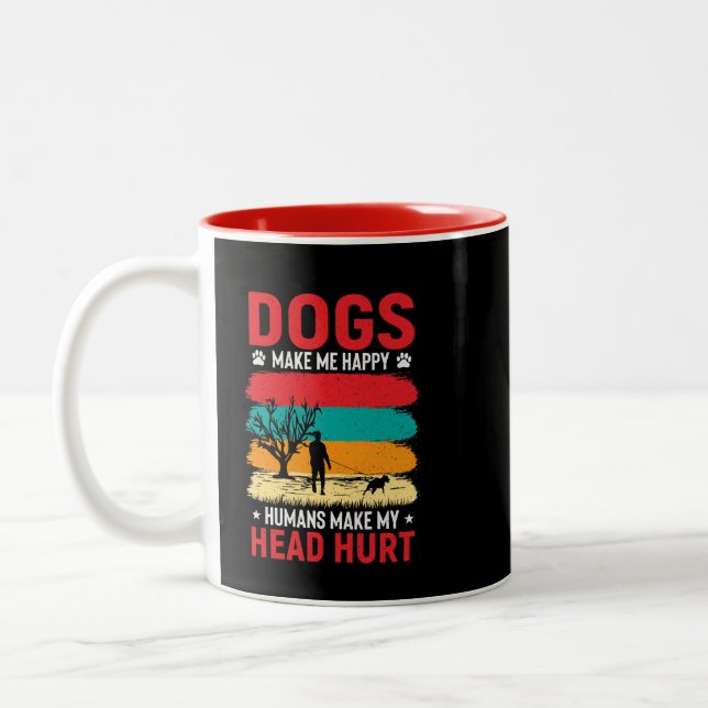 Spaß von Hunden und Menschen Zweifarbige Tasse (Links)