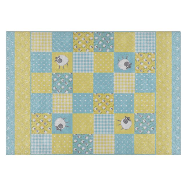 Spaß walisisches Schaf, Imitate Patchwork, Cutting Schneidebrett (Vorderseite)