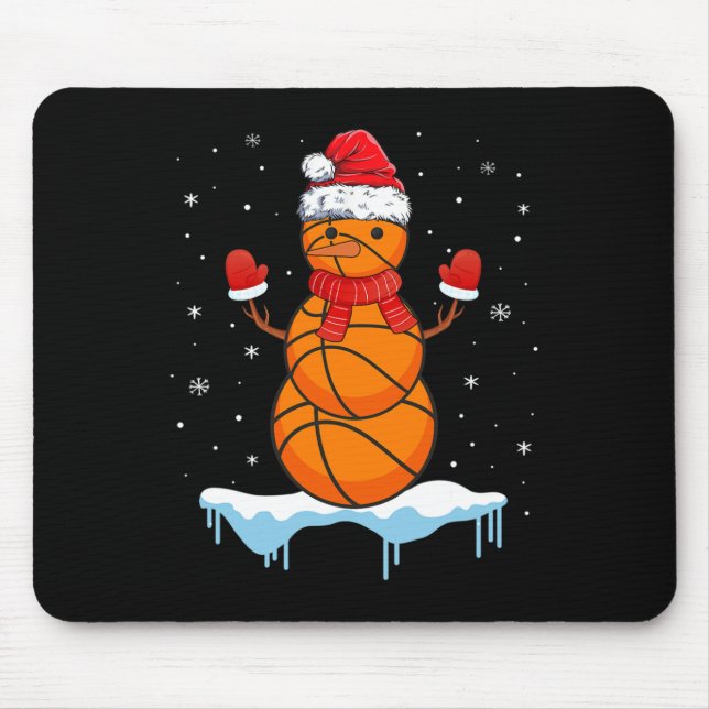 Spaß Weihnachten Basketball Santa Snowman Mousepad (Vorne)