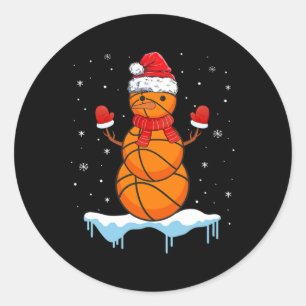 Spaß Weihnachten Basketball Santa Snowman Runder Aufkleber