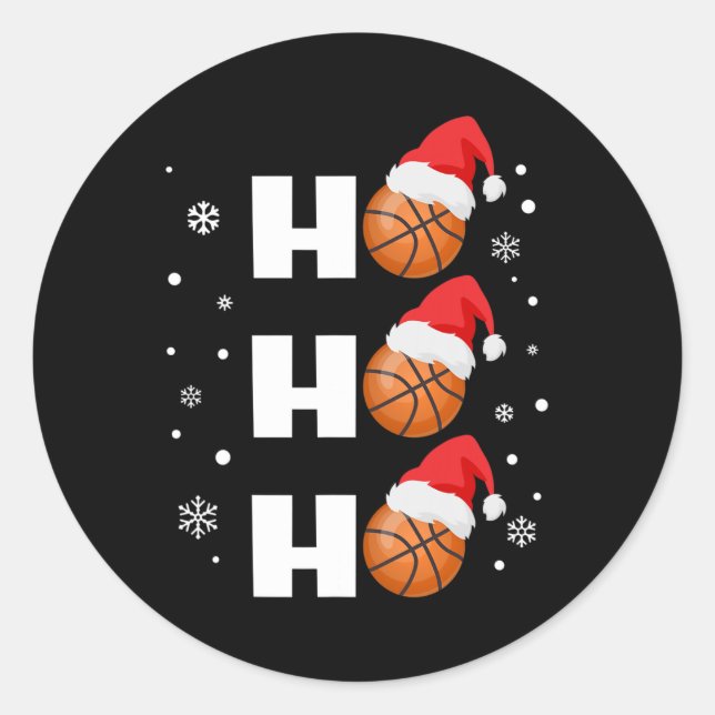 Spaß Weihnachten Basketball Spieler Ho Ho Ho Ho Sp Runder Aufkleber (Vorderseite)
