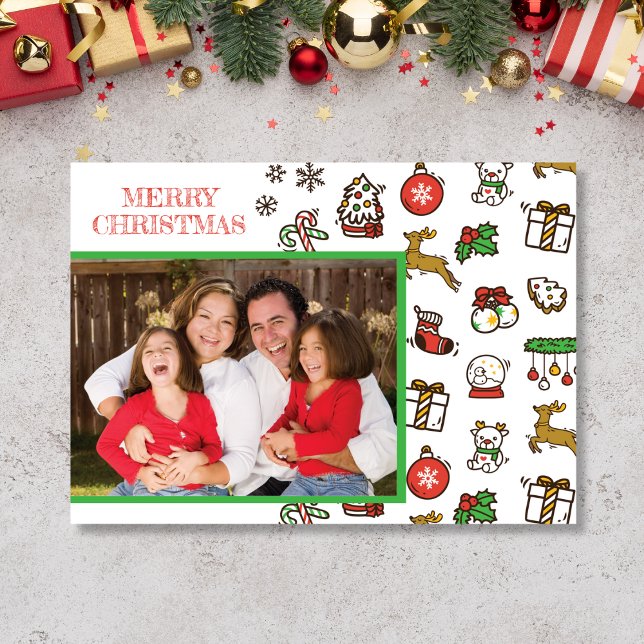 Spaß Weihnachten Doodles (Photo Christmas Card with cute doodles)