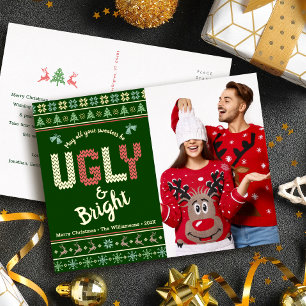 Spaß Weihnachten Foto Nordic Ugly Sweater Real Gol Folien Feiertagspostkarte
