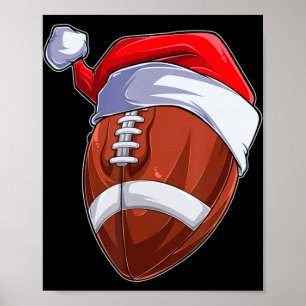 Spaß Weihnachten Fußball Ball Weihnachtsmannmütze  Poster