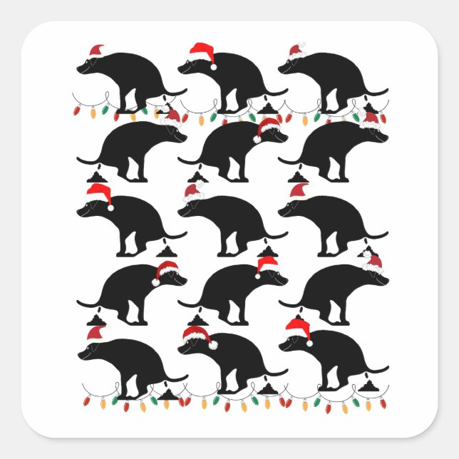 Spaß Weihnachten Kackend Hunde Gag Quadratischer Aufkleber (Vorderseite)
