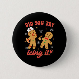 Spaß Weihnachten Krankenschwester Gingerbread Mann Button