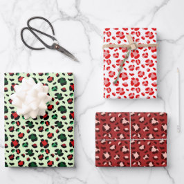 Spaß Weihnachten Leopard Print Trio Mix Geschenkpapier Set