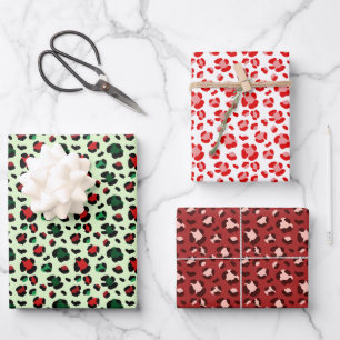 Spaß Weihnachten Leopard Print Trio Mix Geschenkpapier Set