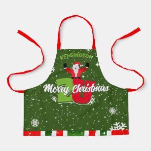 Spaß Weihnachten mit Schneeflocken auf GREEN Frohe Schürze