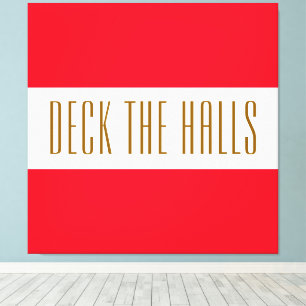 Spaß Weihnachten Red White DECK The HALLS Streifen Leinwanddruck