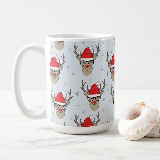 Spaß Weihnachten Rudolf Tasse! Kaffeetasse (Mit Donut)