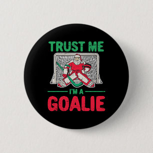 Spaß Weihnachten Weihnachtshockey Goaltender Goali Button