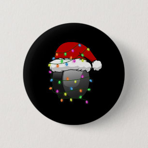 Spaß Weihnachten Weihnachtsmannmütze Hockey Sport Button
