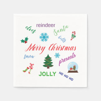 Spaß Weihnachten Word Cloud Design Serviette