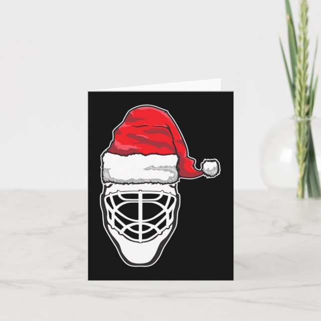 Spaß Weihnachts Hockey Goalie Maske Weihnachtsmann Karte (Vorderseite)