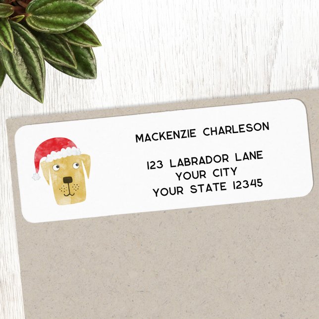Spaß Weihnachts Hund Personalisierte Rücksendeadre (Fun Golden Yellow Labrador Retriever dog personalized Christmas return address label)