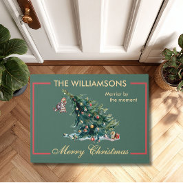 Spaß Weihnachtsbaum Dangling Cat Foto Fußmatte