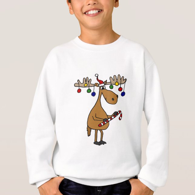 Spaß-Weihnachtselche mit Zuckerstange und Hoodie (Vorderseite)