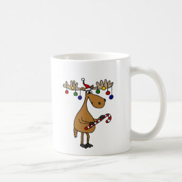 Spaß-Weihnachtselche mit Zuckerstange und Tasse