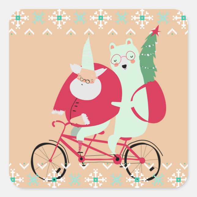 Spaß Weihnachtsfeiertage Quadratischer Aufkleber (Vorderseite)