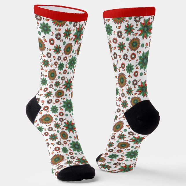 Spaß Weihnachtssocken in Rot Grün & Weiß Socken (Gewinkelt)
