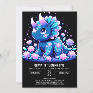 Spaß Whimsical Dinosaur Digital Geburtstag Einladung