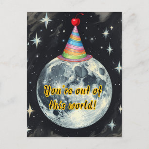 Spaß & Whimsical mit dem Mond in einem Party, das Postkarte