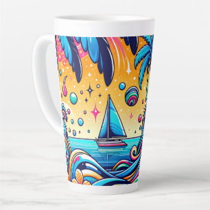 Spaß Whimsical Psychedelic Sailboat Milchtasse
