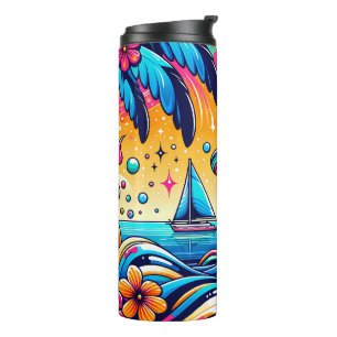 Spaß Whimsical Psychedelic Sailboat Thermosbecher