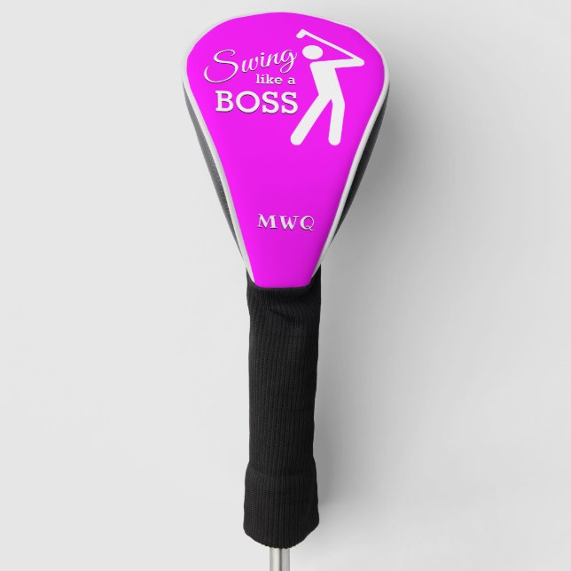 Spaß wie ein BOSS-Pink-Monogramm-TREIBER Golf Headcover (Vorderseite)