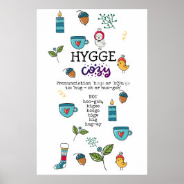 Spaß Wie man HYGGE Funny Cosy Folk Art Doodles SAY Poster
