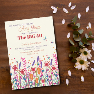 Spaß Wildblume Personalisiert Dragonfly Geburtstag Einladung