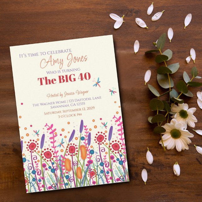 Spaß Wildblume Personalisiert Dragonfly Geburtstag Einladung (Von Creator hochgeladen)