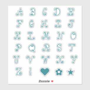 Spaß Wirbler Aquamariner Schriftart Alphabet Initi Aufkleber