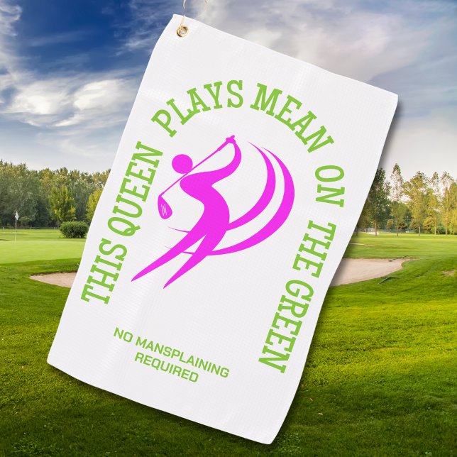 Spaß Women's Golf QUEEN SPIELT GEMEIN AUF DEM GRÜN Golfhandtuch (Buy the collection of Women's Golf gifts and apparel for your next golf tournament or weekend party.)