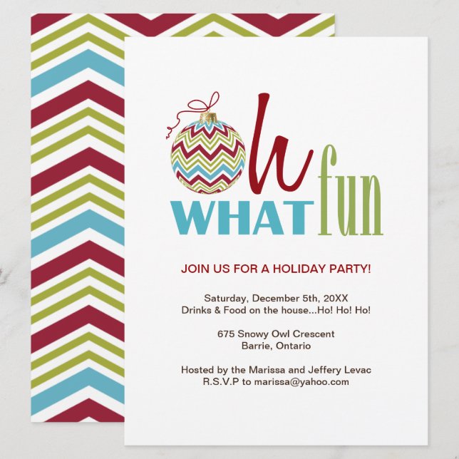 Spaß Zickzack Weihnachten Party Einladung (Vorne/Hinten)